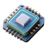 elegant modern Quantum Processor Microchip Top View Transparent Background high resolution png
