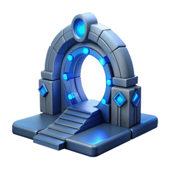 lindo vintage quantum teletransporte portal ilustração azul Porta de entrada isolado Alto resolução png