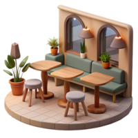 impressive creative Quiet Cafe Interior Empty Tables Cutout Element authentic png