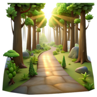 impressive rustic Quiet Forest Trail Sunlight Streaming Isolated png