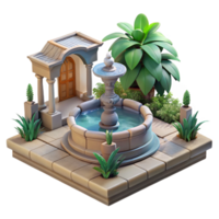 magnificent modern Quiet Garden with Fountain Transparent Background professional png