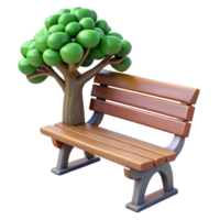serene classic Quiet Park Bench Under a Tree Transparent Background genuine png