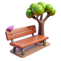 wonderful modern Quiet Park Bench Under a Tree Transparent Background png