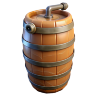 elegant rustic Rain Barrel with Spigot Side Angle Transparent Background with Rustic Style high resolution png