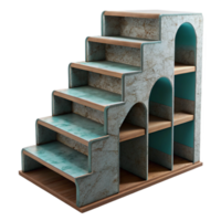 stunning rustic Repurposed Bookshelf Staircase Storage Solution Cutout genuine png