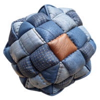 impressive creative Repurposed Denim Patchwork Quilt Top View Transparent Background high resolution png