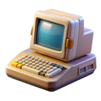 beautiful creative Retro Computer with Keyboard Transparent Cutout authentic png