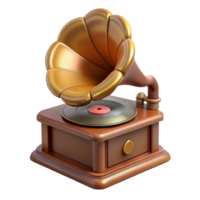 vibrant minimalist Retro Phonograph Record Side View Isolated high quality png