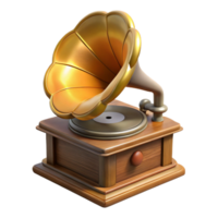 impressive classic Retro Phonograph Record Side View Isolated original png