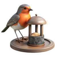 extraordinary creative Robin on Bird Feeder Cutout Seed in Beak detailed png