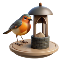 magnificent abstract Robin on Bird Feeder Cutout Seed in Beak high quality png