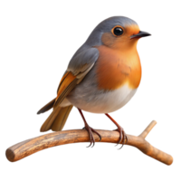 wonderful creative Robin Perched on Branch Transparent Background Profile View authentic png