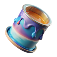 vibrant modern Rotating Paint Can in Zero Gravity Transparent Background high resolution png