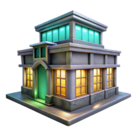 wonderful modern Self Growing Building Illuminated Transparent Background authentic png