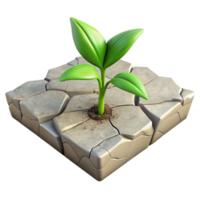vibrant minimalist Sidewalk Crack with Emerging Plant Transparent Background authentic png