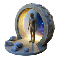 extraordinary abstract Silhouette Emerging From Time Portal authentic png