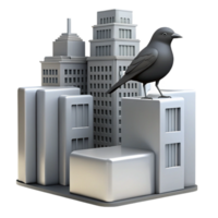 magnificent abstract Silhouette of Bird Perched on City Building Cutout premium png