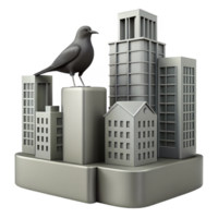 stunning rustic Silhouette of Bird Perched on City Building Cutout detailed png