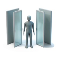 serene minimalist Silhouette Standing Between Two Doors Transparent Background exclusive png