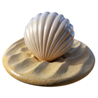 elegant artistic Single Seashell on Sand Transparent Background high quality png