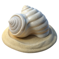 dramatic contemporary Single Seashell on White Sand Transparent Background high resolution png