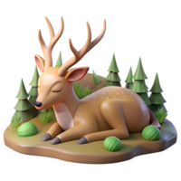 extraordinary classic Sleeping Deer in a Forest Clearing Transparent Background genuine png
