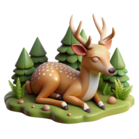 magnificent contemporary Sleeping Deer in a Forest Clearing Transparent Background genuine png