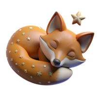 stunning traditional Sleeping Fox in a Field of Stars Isolated original png