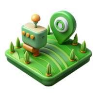 impressive minimalist Smart Agriculture Sensor Network Green Field Transparent Background high resolution png