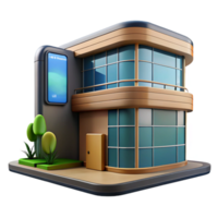 vibrant rustic Smart Building Facade with Interactive Display Cutout high quality png