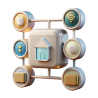 extraordinary modern Smart Home Hub Multiple Devices Connected on Transparent Background professional png