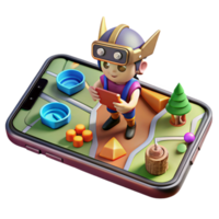 stunning abstract Smartphone Showing Ar Game Interface with Characters Isolated png