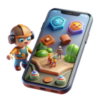 beautiful vintage Smartphone Showing Ar Game Interface with Characters Isolated premium png
