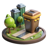 extraordinary minimalist Smart Waste Management System in City Park Isolated detailed png