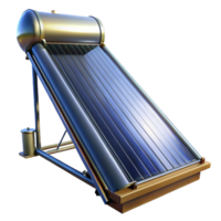 vibrant classic Solar Water Heater Side Angle Transparent Background with Detailed Reflection original png