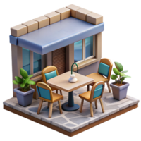 elegant rustic Space Cafe Isolated with Tables and Chairs high quality png