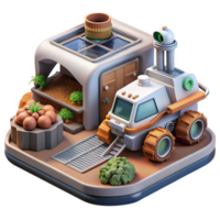 magnificent contemporary Space Farm with Robotic Harvesting System Transparent Background high resolution png