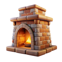 stunning abstract Stone Fireplace Front View Transparent Background with Warm Lighting original png
