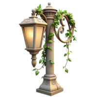 impressive rustic Street Lamp with Climbing Vines Isolated on Transparent Background detailed png