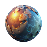 wonderful minimalist Stylized Planet with Glowing Atmosphere in Digital World Cutout high quality png
