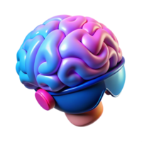 magnificent rustic Stylized Vr Brain with Blue and Pink Lighting Transparent Background high resolution png