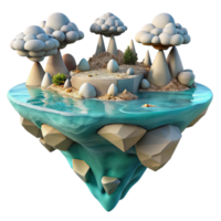 stunning artistic Surreal Ocean with Floating Islands Transparent Background high resolution png