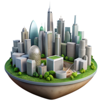 vibrant modern Sustainable City Skyline Daytime View Isolated authentic png