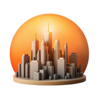 wonderful vintage Sustainable City Skyline Silhouette Isolated with Orange Sunset premium png