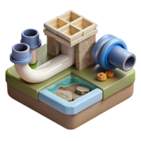 serene rustic Sustainable Drainage System Components Diagram Cutout Transparent Background exclusive png