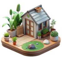 serene abstract Sustainable Home Garden Daytime View Isolated authentic png