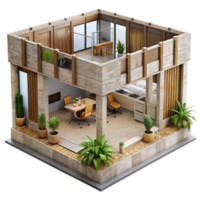 magnífico rústico sustentável escritório construção interior isolado Alto qualidade png