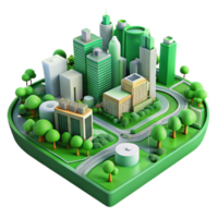 impressive contemporary Sustainable Urban Planning Transparent Background with Green Zones authentic png