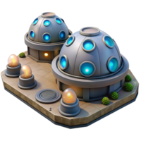 impressive rustic Terraforming Facility with Glowing Domes and Lights Isolated Element authentic png