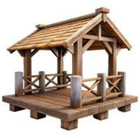 beautiful rustic Timber Bridge Structure Side View Isolated exclusive png